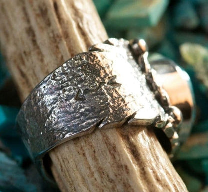 High-grade Ithaca Peak Turquoise Silver Tufa Cast Ring US Size 12
