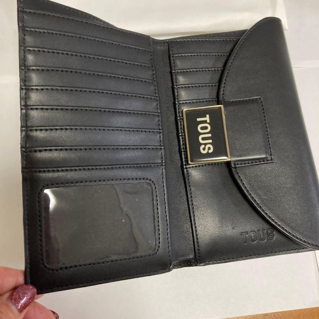 TOUS Logo Print Long Wallet Beige and Black Iconic logo print Spain brand Item