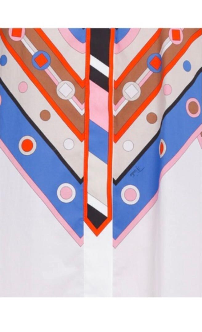 Emilio Pucci shirt dress Women's Size 40 Cotton White Long Sleeves Italy New
