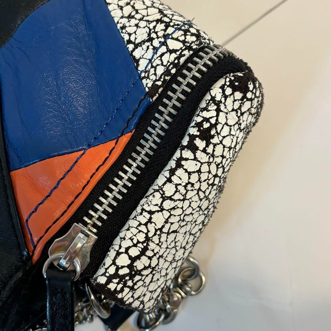 Diesel Women Shoulder Bag Chain Leather Zipper Black Multicolor Luxury Stylish