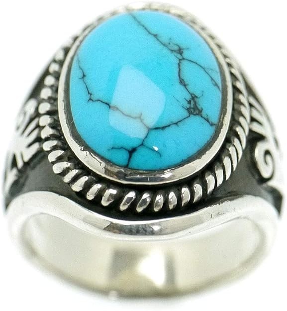 Huge Turquoise Kokopelli Ring: Sterling Silver Lucky Charm. US Size 10.5.