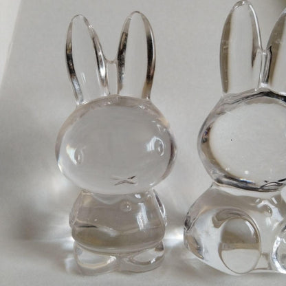 Ultra-Rare Vintage Miffy Glass Figurines (2-Piece Set) Paperweights