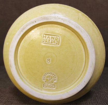 Gustavsberg Yellow Ceramic Vase Designed By Wilhelm Kåge 1930s Swedish Pottery