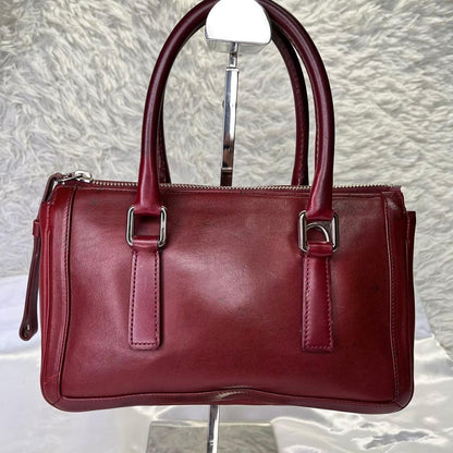 COACH 9421 Vintage 2Way Shoulder Bag Leather Wine Red Handbag Authentic