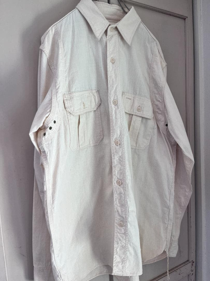 SUGAR CANE 5oz Chambray Work Shirt Size XL White Double Shoulder Rare Japan