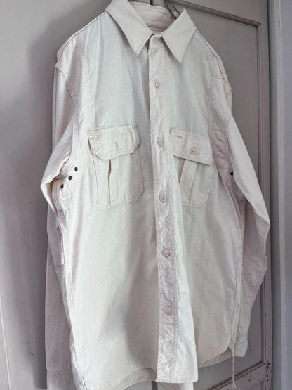 SUGAR CANE 5oz Chambray Work Shirt Size XL White Double Shoulder Rare Japan