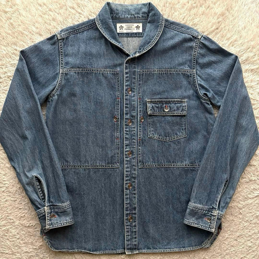 Auth SAMURAI JEANS Denim Shirt Jacket L Made in Japan Indigo Chore Coat Rare