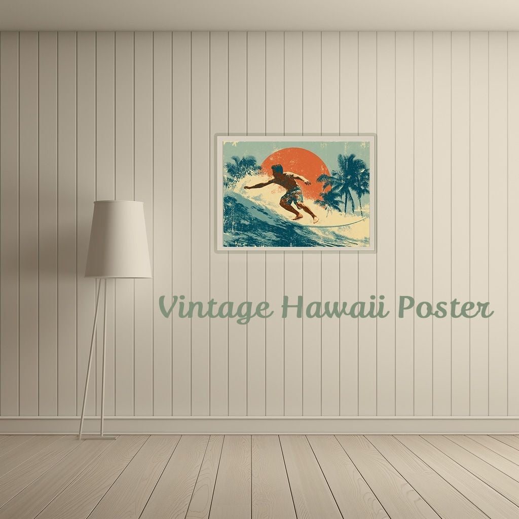 Retro Surf Spirit Hawaiian Art Wall Hanging Interior Limited Edition