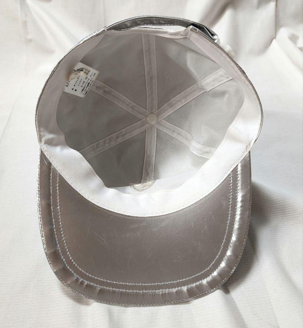 [Courrèges] Rare 90s logo embroidered space age cap silver