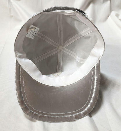[Courrèges] Rare 90s logo embroidered space age cap silver