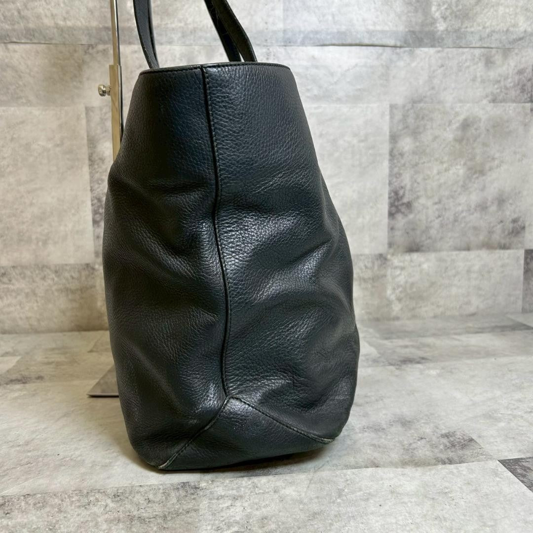 FARO Leather Tote Bag Large Capacity Black Italy Made Men Vintage