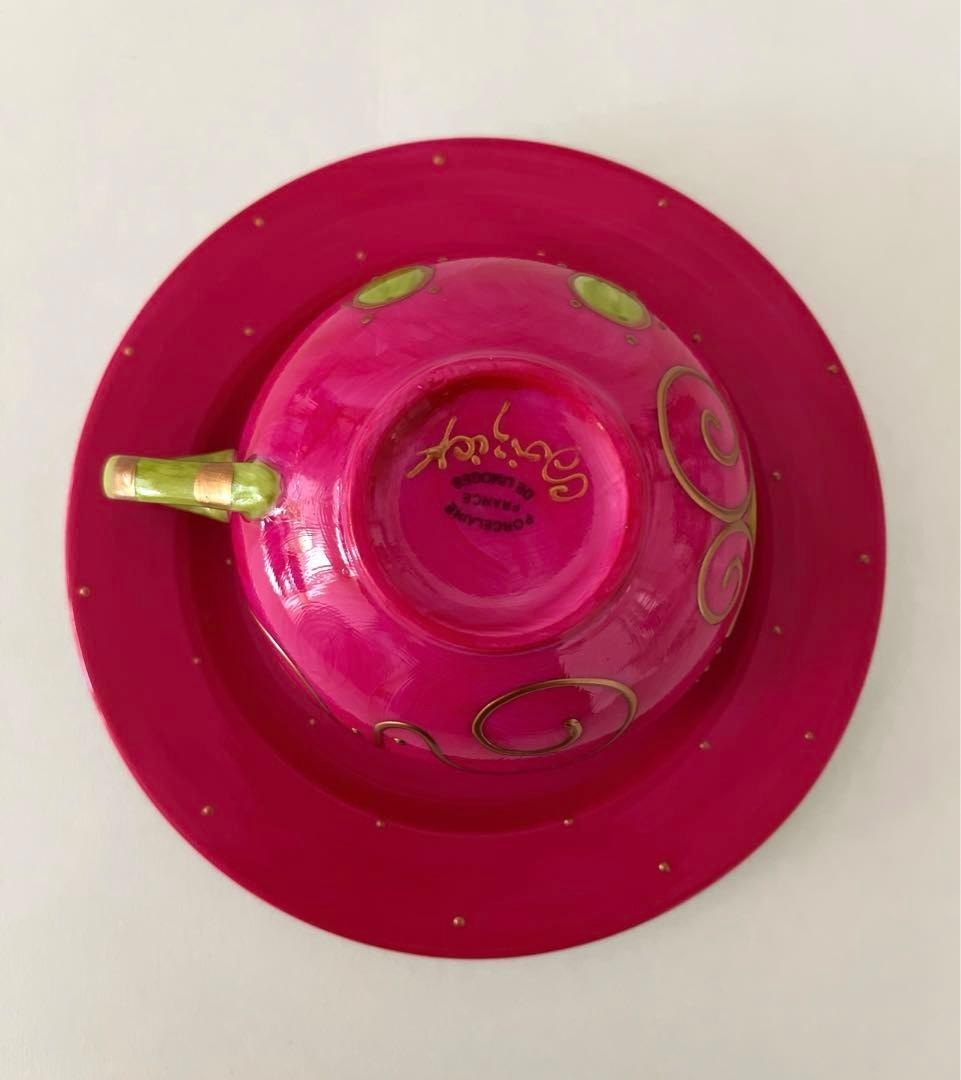 Soizick Tea Cup Saucer Pink French Porcelain Collectible Tea Set Rare