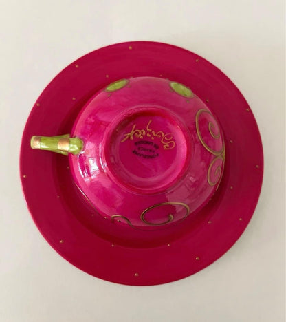 Soizick Tea Cup Saucer Pink French Porcelain Collectible Tea Set Rare