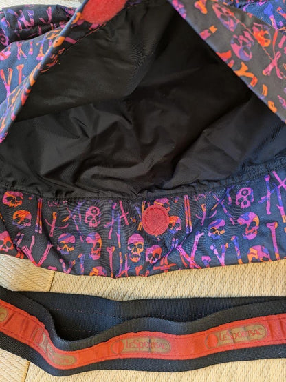 LeSportsac Black Artist-in-Residence Skull Shoulder Bag Nylon Multi From Japan