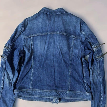 John Varvatos Denim Zip-Up Jacket Blue 4 Pockets Vintage