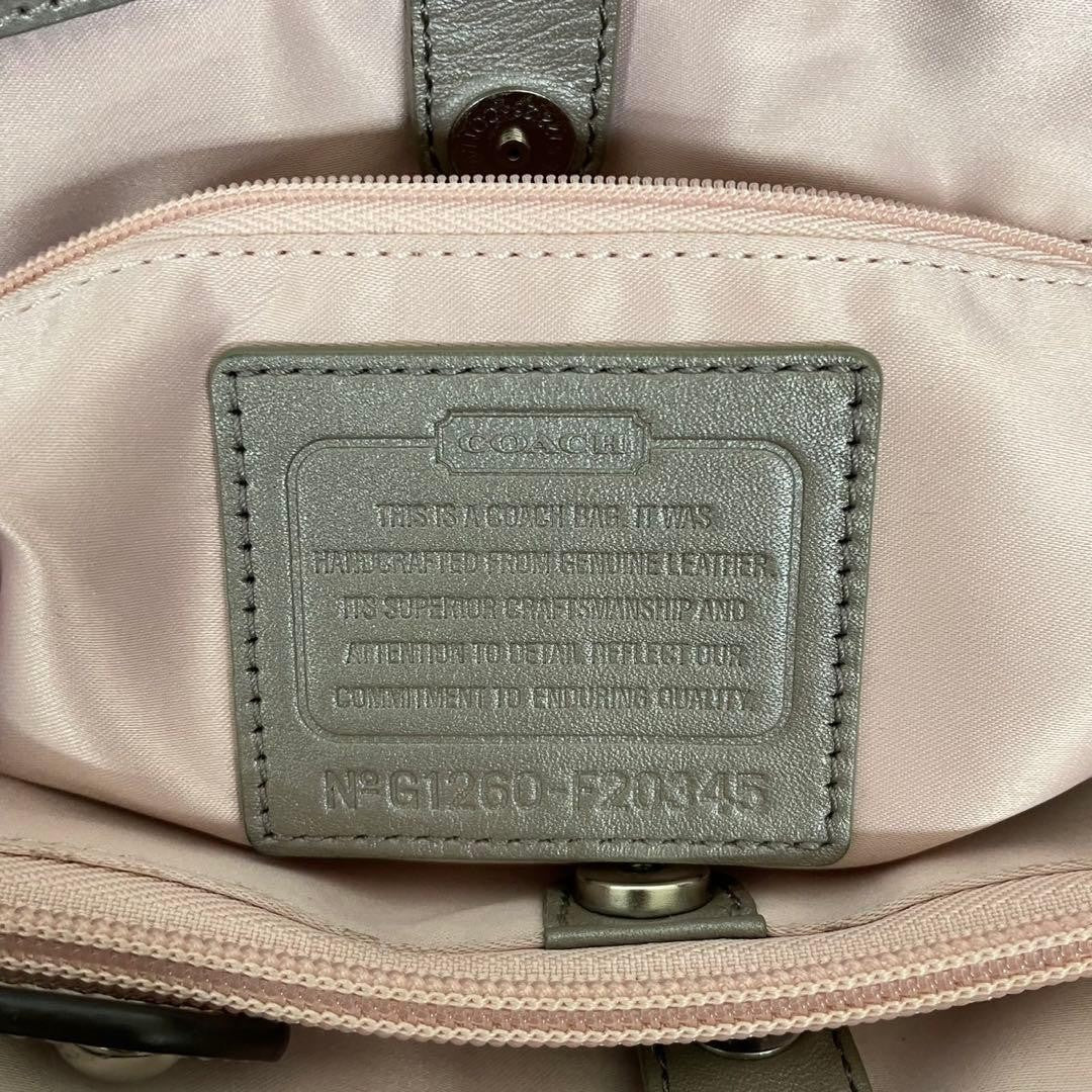 COACH Ashley Croc Embossed Leather Tote Bag Silver Y2K Rare