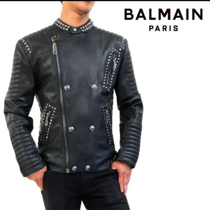 Balmain Studded Riders Jacket Men 8011 Size 48 New Item Limited Rare With Tag JP