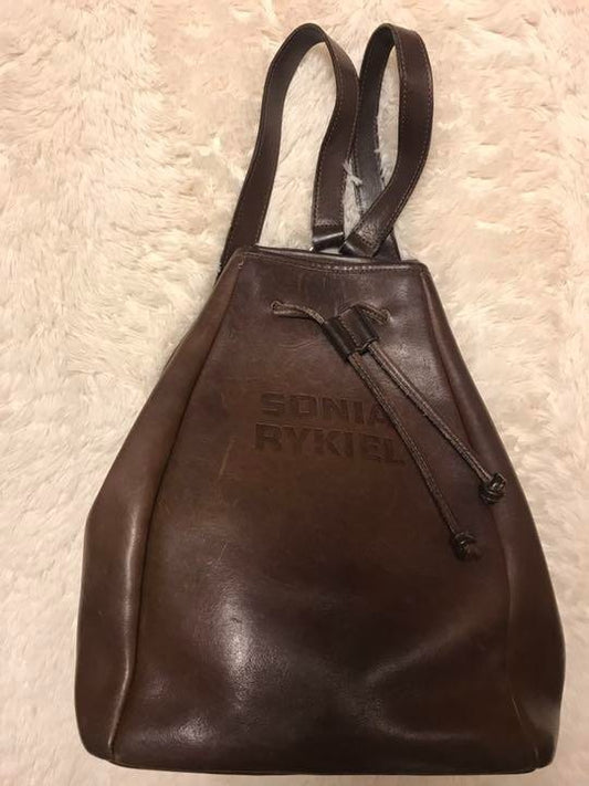 Sonia Rykiel Leather Backpack Antique Brown Stylish Women's Bag 32cm x 20cm