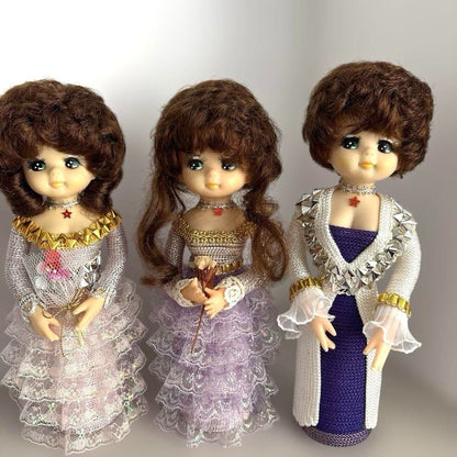 Showa Retro 3 Bottle Dolls, height 21...23cm