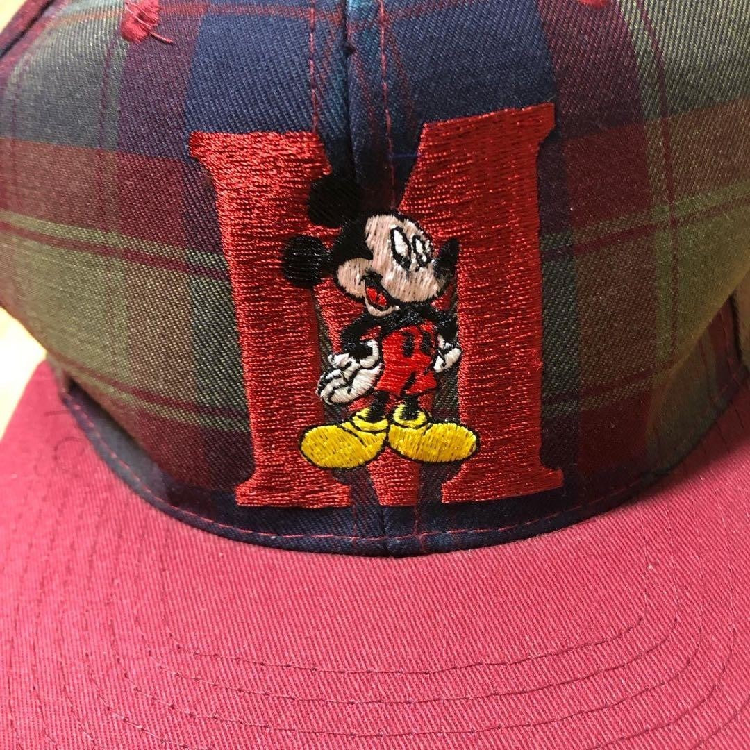 Disney 90S Vintage Mickey Mouse Check Snapback Cap Limited Edition Men's hats
