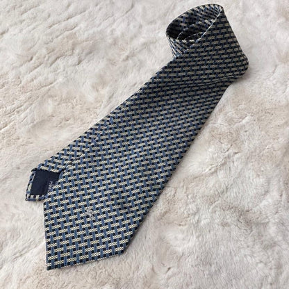 Burberry Unused Silk Tie Horse Check Blue Yellow Navy Elegant Condition
