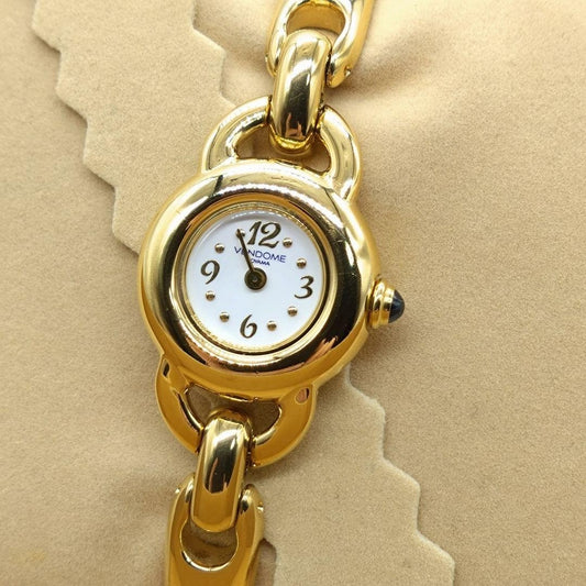 Vendome Aoyama Gold Ladies Quartz Watch Bracelenl, Used From Japan