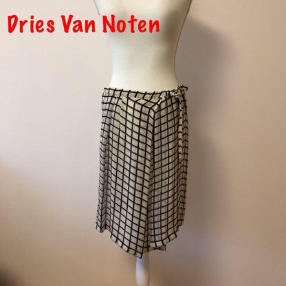 Dries Van Noten Size S Silk Square Sheer Skirt Belgium Designer Auth by JAPAN