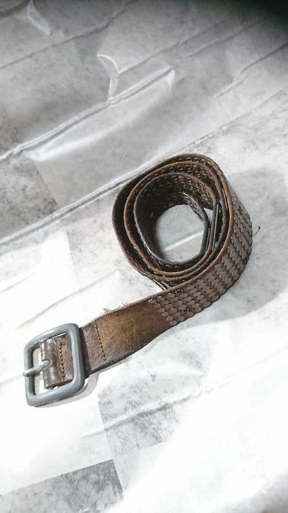 Diesel Men Vintage-like Studded Brown Leather Belt Total length 102cm Luxury LTD