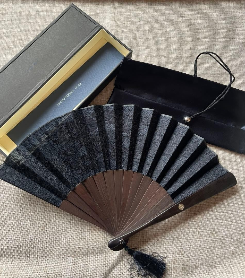 Shiseido Hanatsubaki Folding Fan Sensu w/ Case Box Novelty Unused Japan