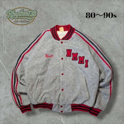 L Size Stadium Jacket Rare 90S Vintage Us Military School Nmmi Name Embroidery