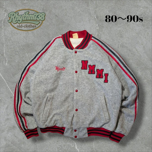 L Size Stadium Jacket Rare 90S Vintage Us Military School Nmmi Name Embroidery