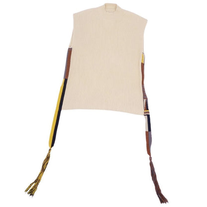 Jil Sander Knit Sweater Vest Side Slit Fringe Top Mens 48 Used MOLO-0