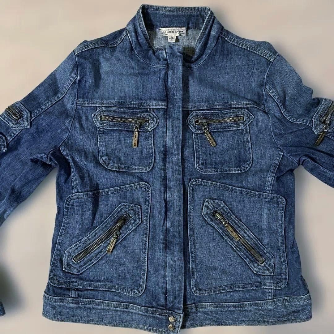 John Varvatos Denim Zip-Up Jacket Blue 4 Pockets Vintage
