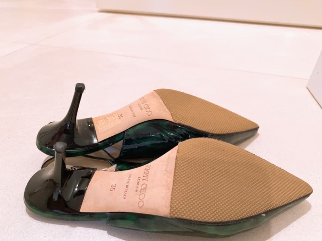 Rare Jimmy Choo Green 6cm Mule Sandals Women's Size EU35.5 / US5.5 Back Strap