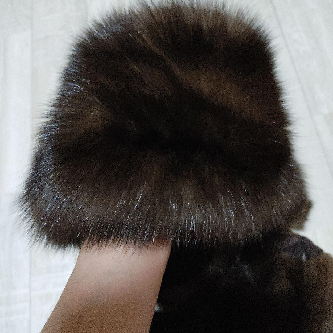 Valentino Sable Long Muffler Shawl Brown Fur Detachable Fringe Used
