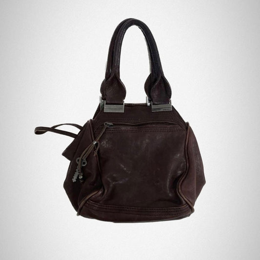 DIESEL Archive 2000s Brown Leather Handbag | Y2K Mode Tote | Vintage Bag JAPAN