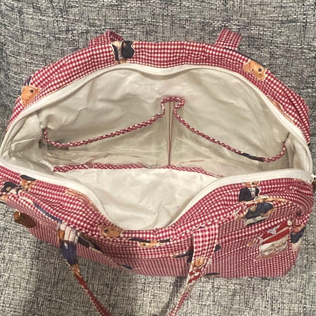 Ralph Lauren Gingham Check Polo Bear Tote Bag Rare Vintage Handbag Collectible