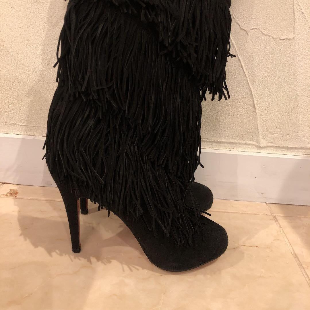 Christian Louboutin fringe short Heel Boots Shoes Women Size 35 1/2Genuine