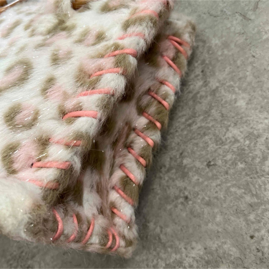 Samantha Thavasa Leopard Fur Glitter Handbag Women's Bag, Stylish, Pre-Owned