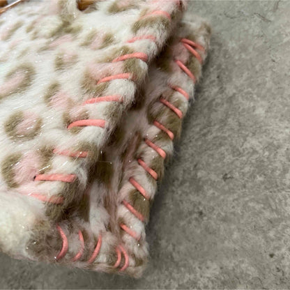 Samantha Thavasa Leopard Fur Glitter Handbag Women's Bag, Stylish, Pre-Owned