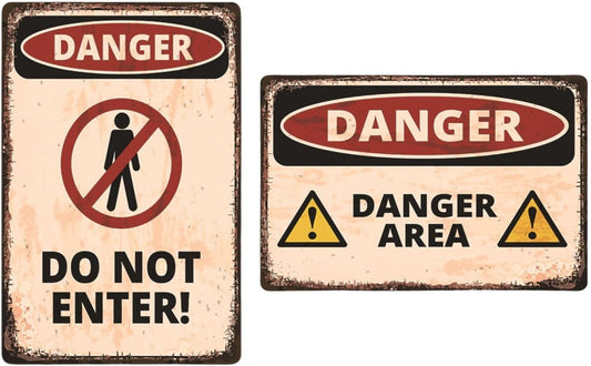FrugeL Tinplate sign, no trespassing, set of 2, 20cm 30cm, perforated, security
