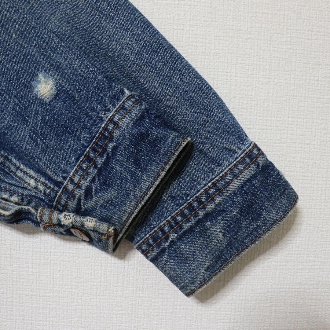 2000s EZRA FITCH Denim Jacket Distressed Turkey Made M