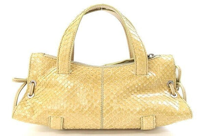 TOD'S Hand Bag Tote Purse Leather Yellow Beige Authentic