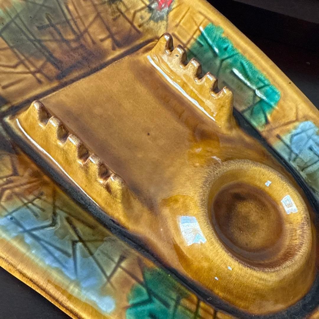 USA Vintage Mid Century Ashtray 60s 70s Ceramic Collectible Used