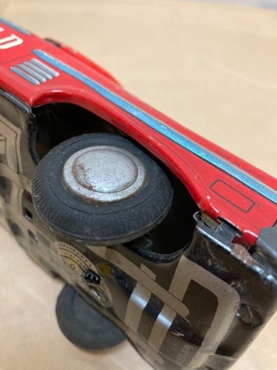 Tinplate Red Car FIRE DEPT FD CHIEF Showa Retro Vintage
