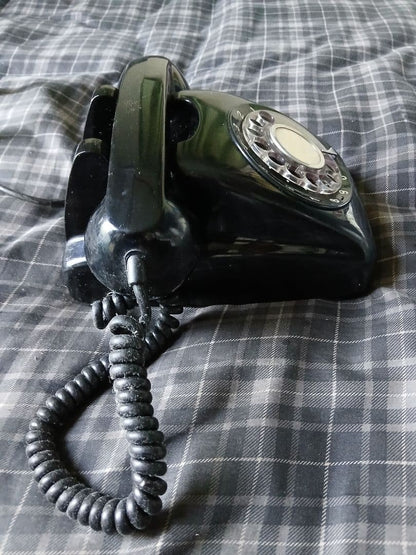 Black rotary dial telephone Showa retro vintage antique