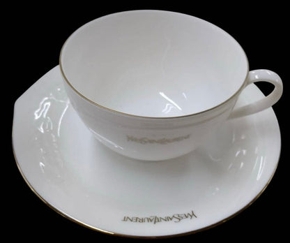 Yves Saint Laurent Porcelain Yamaka Tes Pot Trio Cup Saucer Plate Pair Set