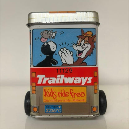 [Used]Tom and Jerry Bus Shaped Tin Metal Box Case Vintage Showa Retro Japan Rare