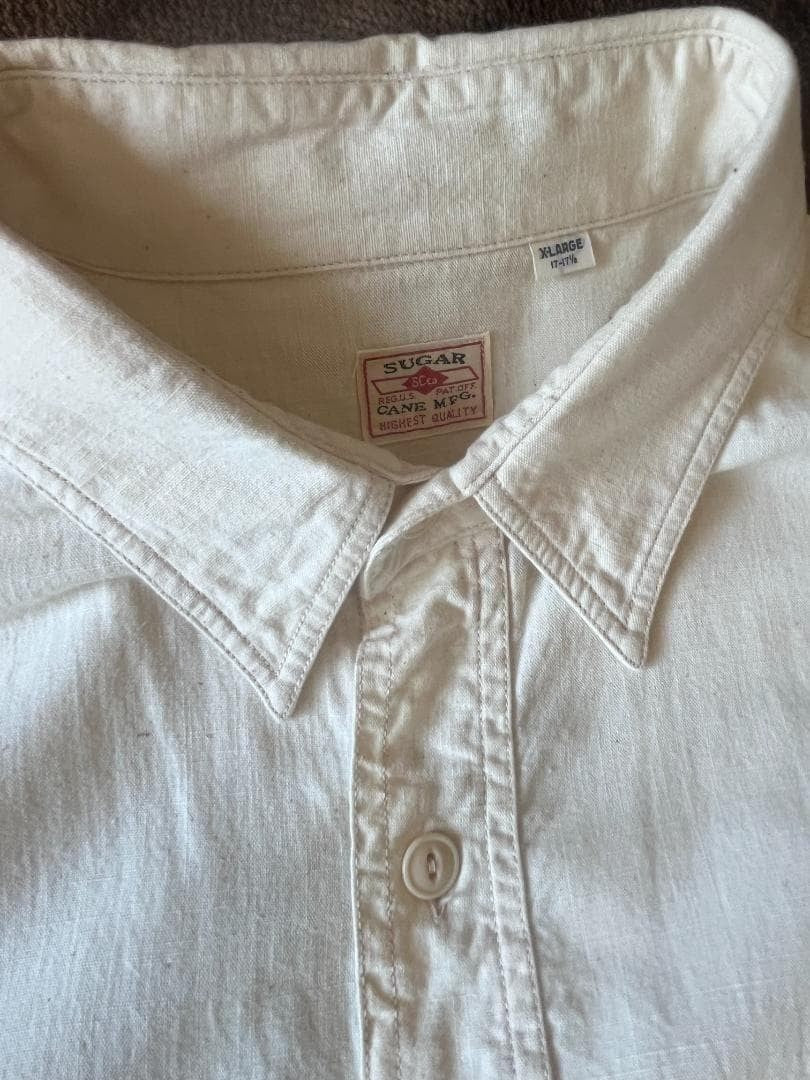SUGAR CANE 5oz Chambray Work Shirt Size XL White Double Shoulder Rare Japan
