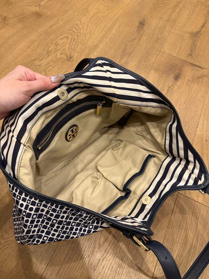 Tory Burch Nylon Tote Bag, Blue, Marine, Border, Logo